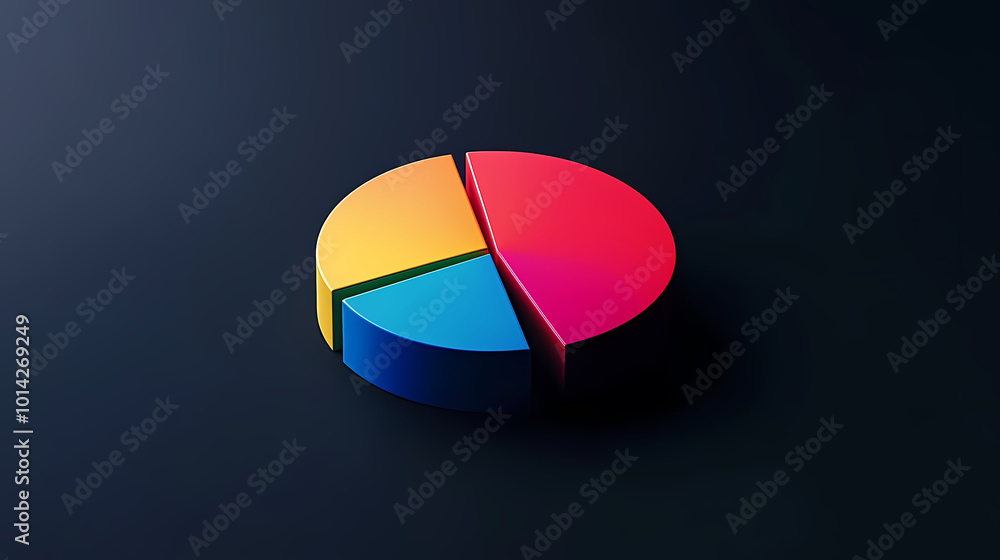 Fototapeta premium Statistical data display with colorful pie chart