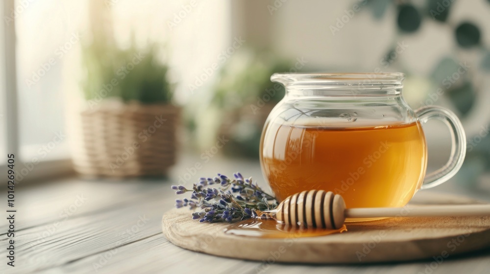 Healing Herbal Tea Infusion with Honey and Gemstones for Natural Wellness and Relaxation Healing Herbal Tea Infusion with Honey and Gemstones for Natural Wellness and Relaxation