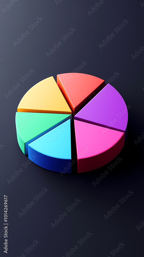 Statistical data display with colorful pie chart Statistical data display with colorful pie chart
