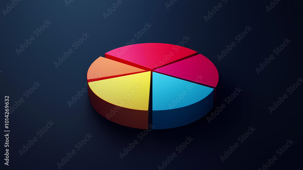 Statistical data display with colorful pie chart Statistical data display with colorful pie chart