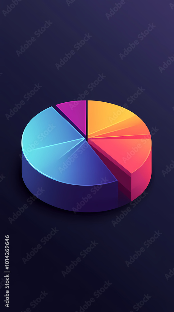 Statistical data display with colorful pie chart Statistical data display with colorful pie chart