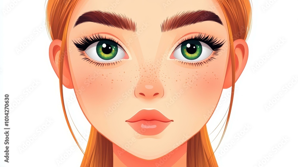 A young woman with stunning green eyes smiles after her eyelash extension and microblading treatments in a chic salon. A young woman with stunning green eyes smiles after her eyelash extension and microblading treatments in a chic salon.