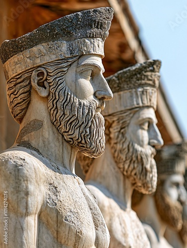 Tall statues embodying ancient artistry and idealized masculinity, highlighting exceptional craftsmanship. photo