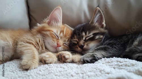 cat and dog sleeping puppy and kitten sleep