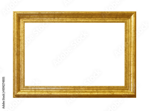 Old wooden photo frame, white background texture