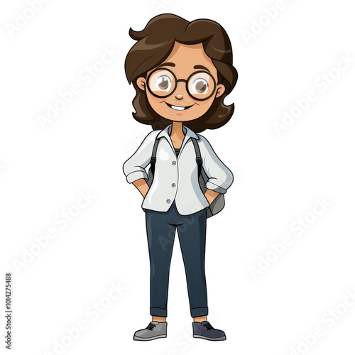 A bright and cheerful cartoon logo featuring a young teacher, ready for fun and learning, set against a plain white background.