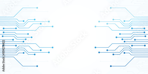 Circuit Board Electronics Digital Technology Banner Blue. Central Computer Processors CPU Concept. Motherboard Digital Chip. Abstract Blue Technology Background.