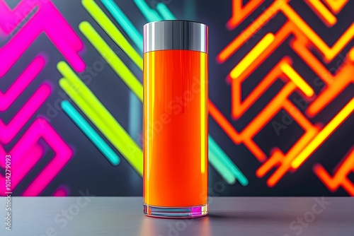 A product package designed with vibrant colors and sleek aesthetics. The combination of modern design and eye-catching hues creates an appealing look, enhancing the overall brand presence.