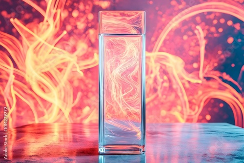 A product package designed with vibrant colors and sleek aesthetics. The combination of modern design and eye-catching hues creates an appealing look, enhancing the overall brand presence.