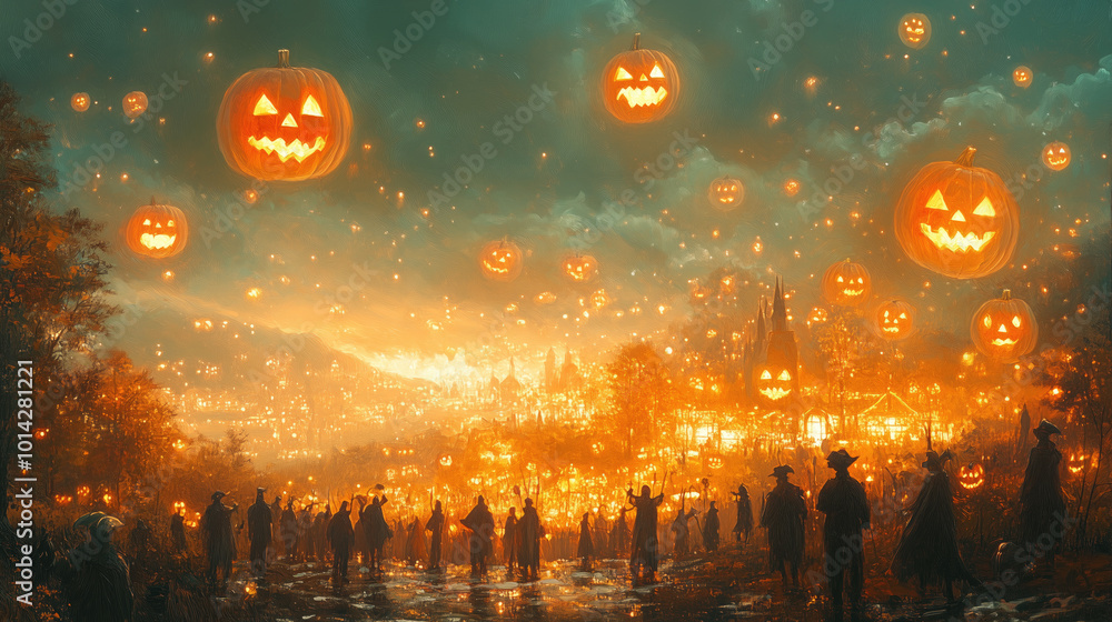 Fototapeta premium glowing halloween background 