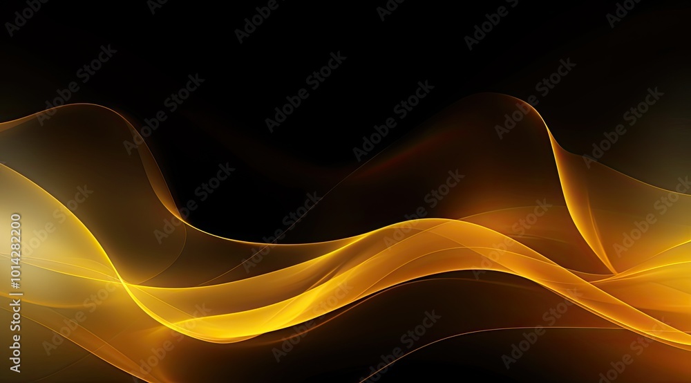 Fototapeta premium Abstract wavy gold lines on black background
