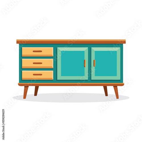 Sideboard Living Room Furniture isolated flat vector illustration on white background