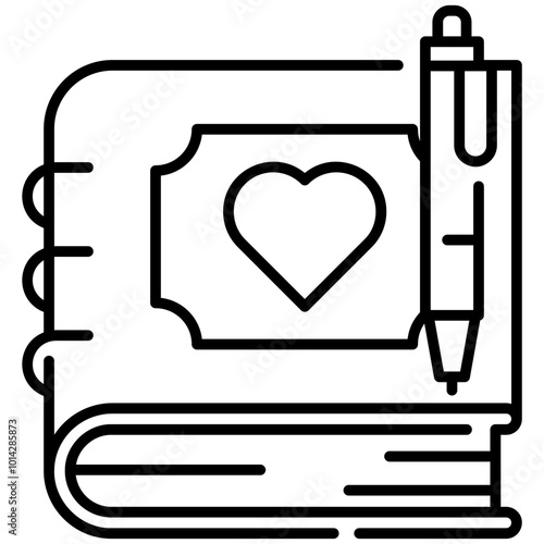 Wedding Book Guest Line Icon