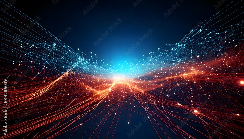 High-tech design with glowing nodes and data flow High-tech design with glowing nodes and data flow