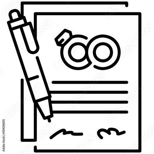 Wedding contract Line Icon