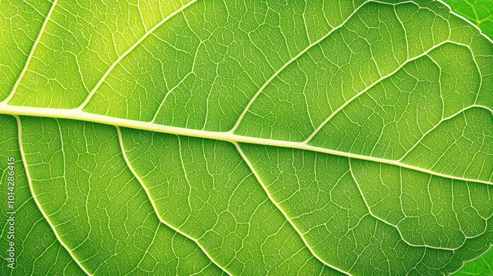 Fototapeta premium Close-up of a green leaf with visible veins.