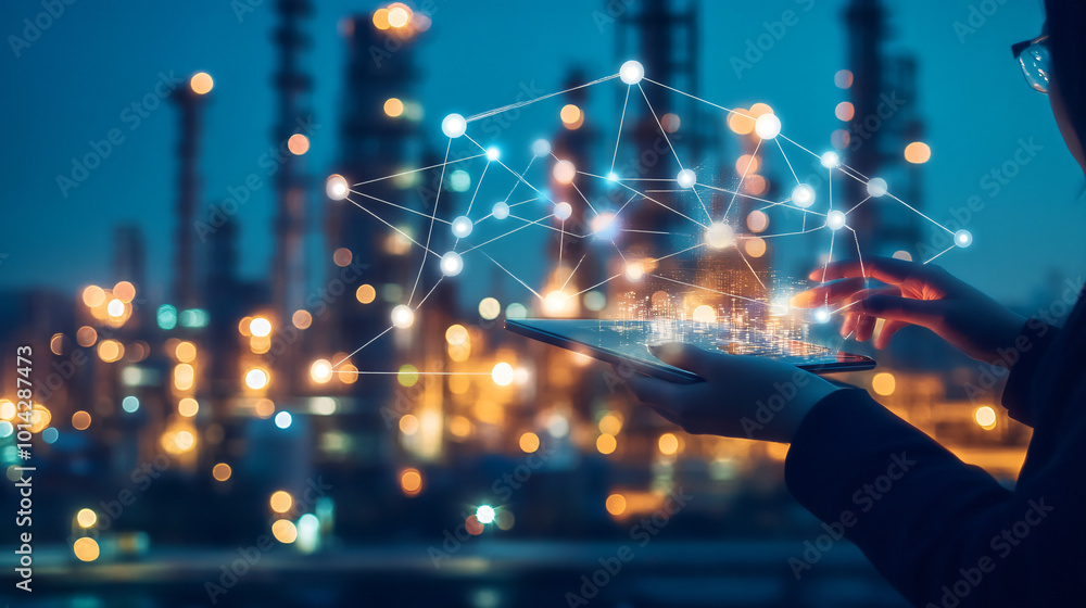 Obraz premium A case study on the integration of digital technology in chemical plants.