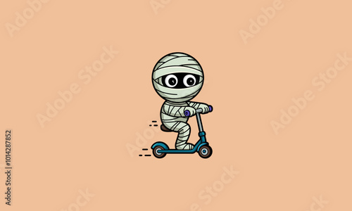 Mummy riding a scooter at full speed.