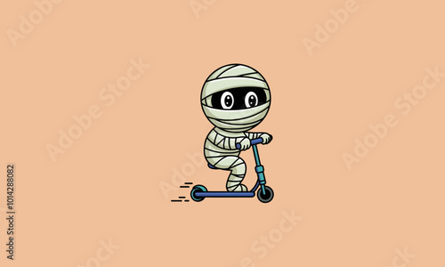 Mummy riding a scooter at full speed.
