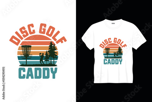Disc golf caddy typography golf t-shirt design, retro golf t-shirt design