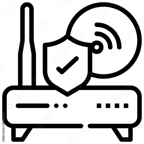 signal connection digital technology security protection router simple line