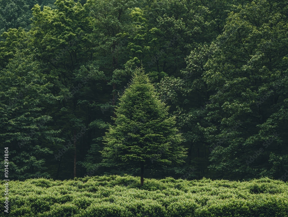 Singular Verdant Majesty Tranquil Forest Symphony with Central Majestic Tree, Vibrant Foliage, Lush Background, Serene Atmosphere Singular Verdant Majesty Tranquil Forest Symphony with Central Majestic Tree, Vibrant Foliage, Lush Background, Serene Atmosphere