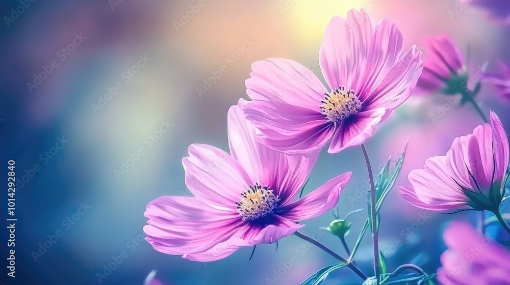 Cosmos Flower Blossom in Full Bloom with Delicate Petals Cosmos Flower Blossom in Full Bloom with Delicate Petals