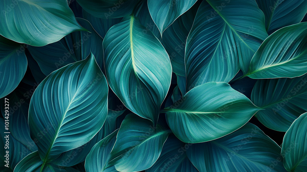 Lush green leaves showcasing vibrant textures in a well-lit tropical setting Lush green leaves showcasing vibrant textures in a well-lit tropical setting