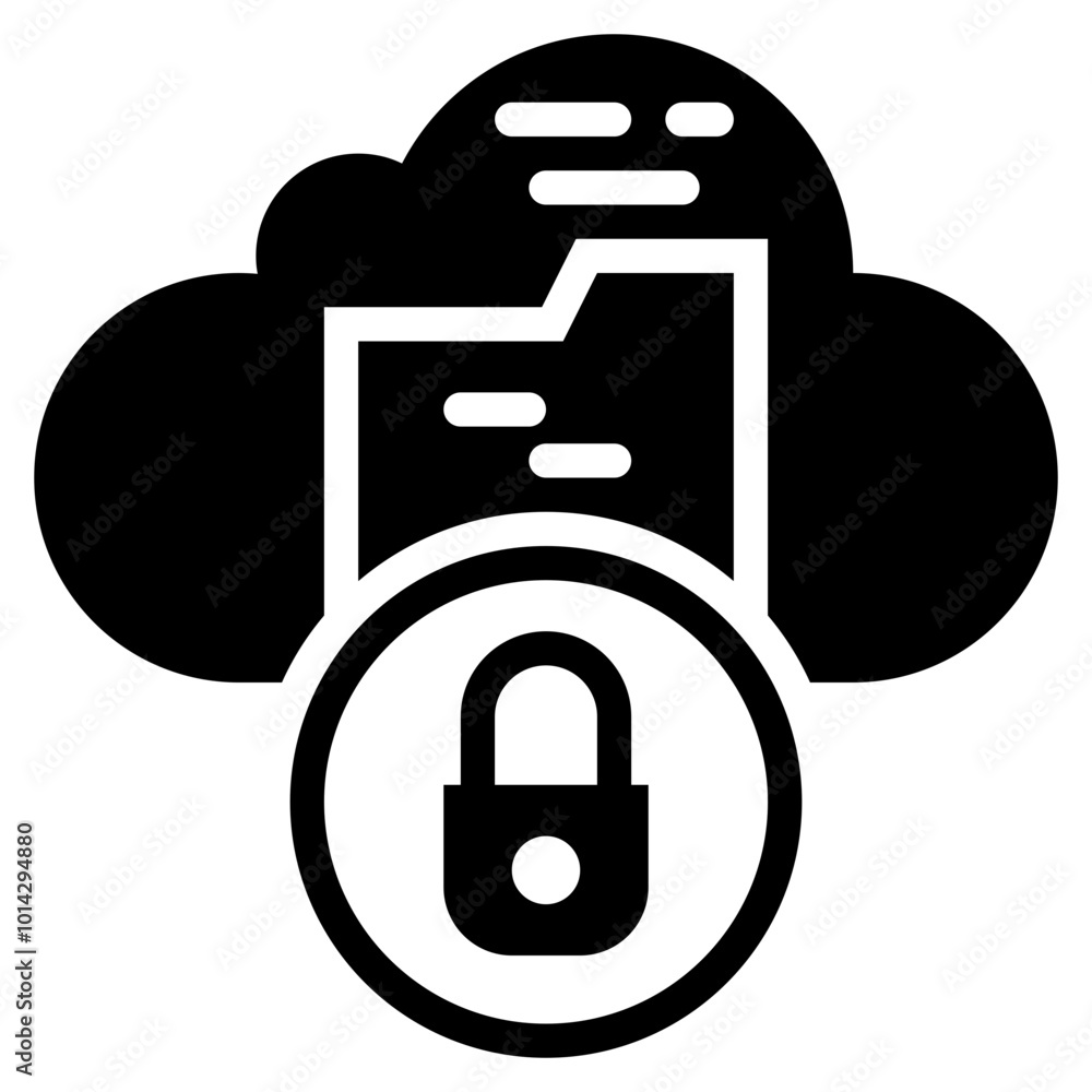 cloud folder data storage connection network security solid glyph cloud folder data storage connection network security solid glyph