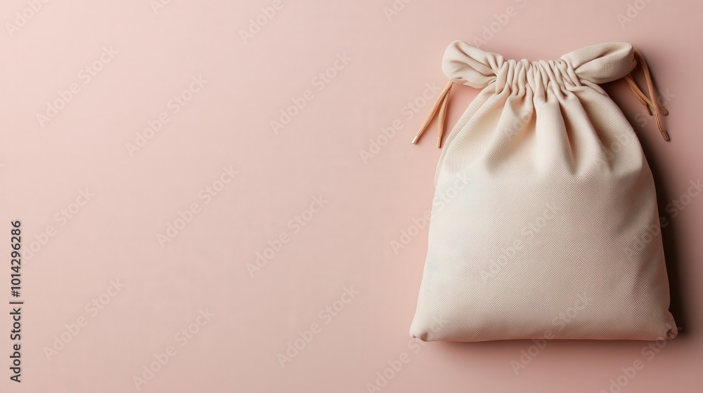 Blank Drawstring Bag Mockup on Pink Background Minimalist Design Blank Drawstring Bag Mockup on Pink Background Minimalist Design