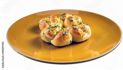 Delicious Garlic Bread Rolls on a Vibrant Plate: Perfect Snack for Any Meal or Gathering Delight