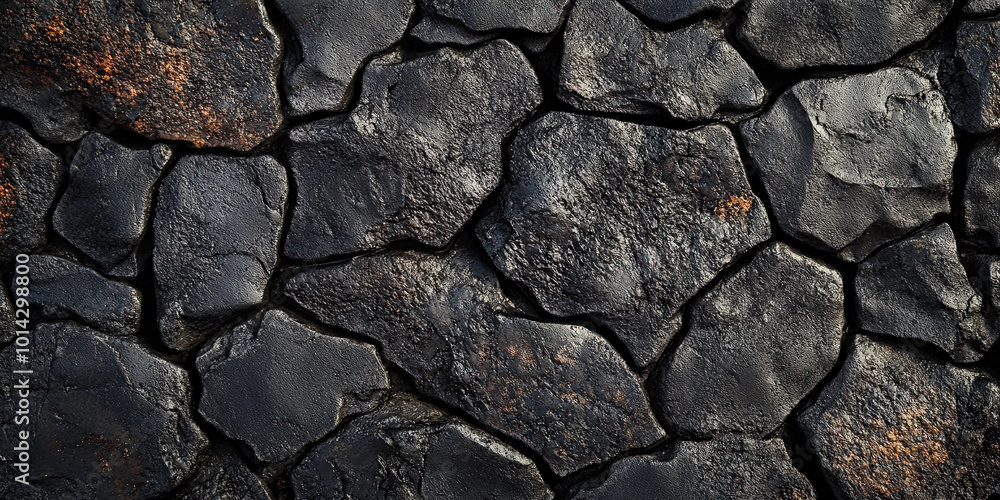 Fototapeta premium Lava rocks background, volcanic igneous molten magma rock backdrop, geological backgrounds