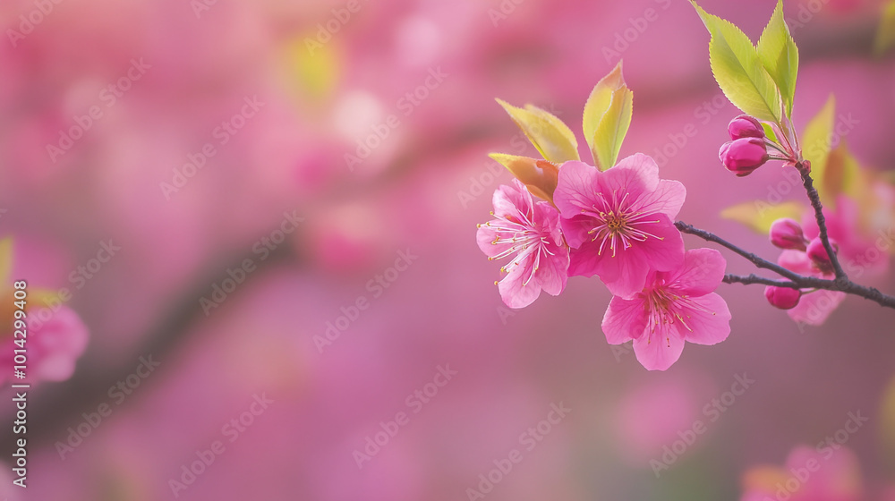 Delicate pink cherry blossoms blooming in early spring sunlight at a serene park Delicate pink cherry blossoms blooming in early spring sunlight at a serene park