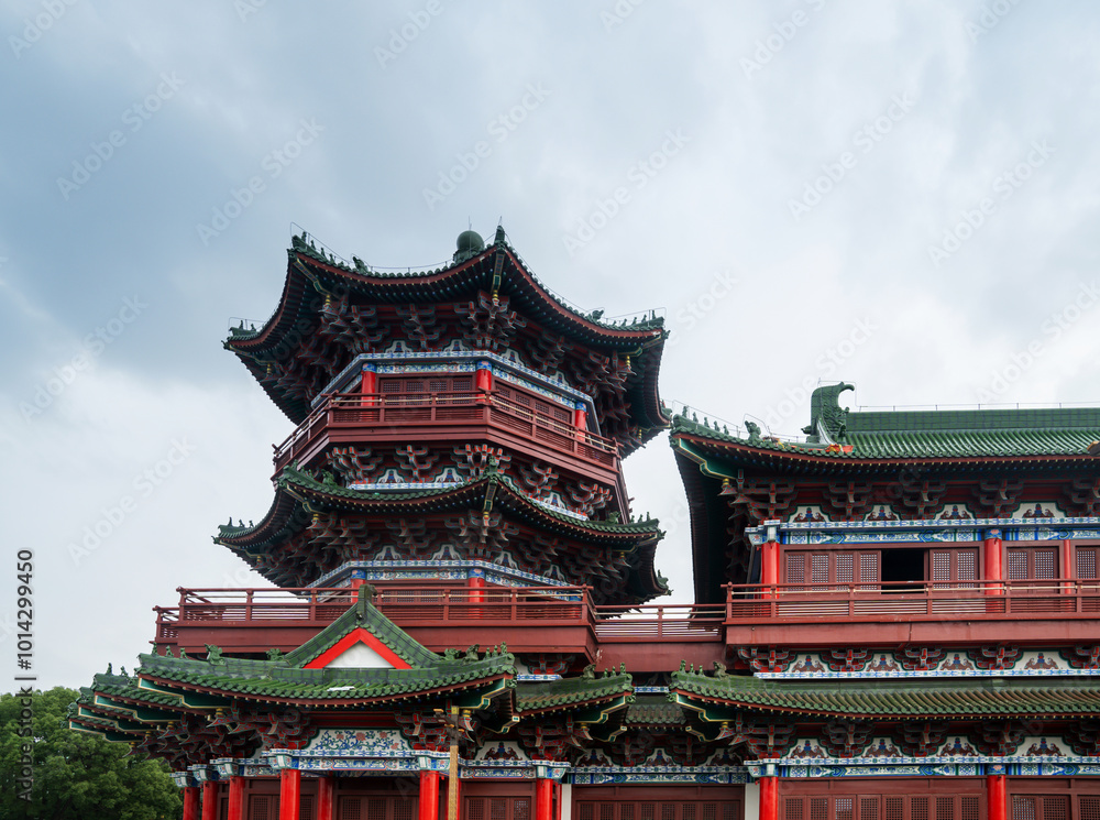 Obraz premium Tengwang Pavilion,Nanchang,traditional, ancient Chinese architecture, made of wood.
