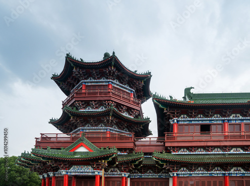 Tengwang Pavilion,Nanchang,traditional, ancient Chinese architecture, made of wood.