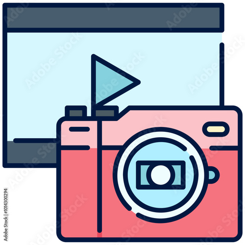 Wedding Cinematic Video Filled Line Icon