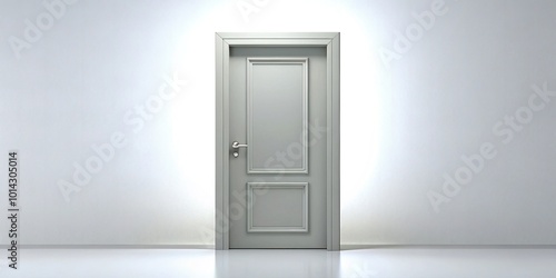 Isolated Light Gray Door Silhouette on White Background for Modern Design Projects