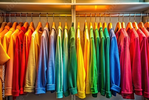 Organized Closet with Colorful Clothes on Hangers for Easy Access