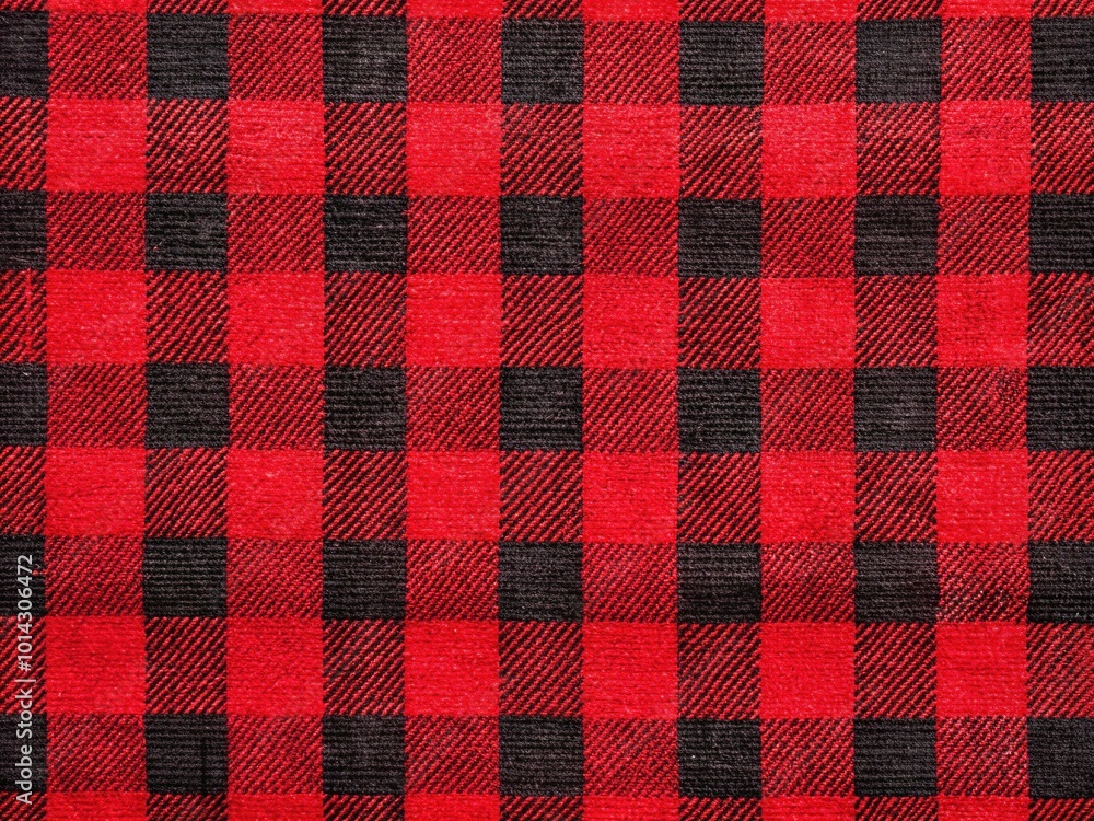 Red and Black Checkered Plaid Tattersall Pattern Fabric Swatch for Textiles and Fashion Design Red and Black Checkered Plaid Tattersall Pattern Fabric Swatch for Textiles and Fashion Design