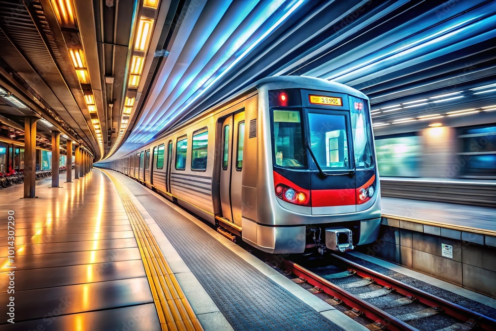 Obraz premium Subway Train Vector Illustration with Emblem and Linear Style for Transportation Design