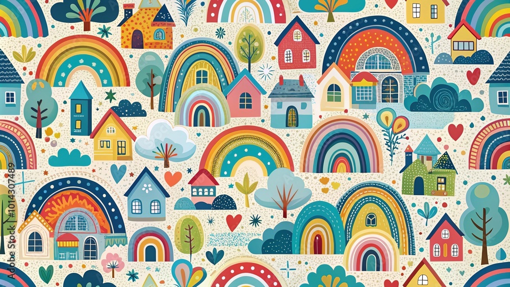 Trendy Boho Rainbow Patterns for Kids' Fabrics and Decor Trendy Boho Rainbow Patterns for Kids' Fabrics and Decor