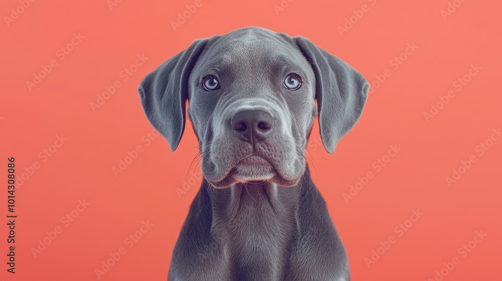 Cute Grey Dog Portrait with Orange Background Pet Photography Cute Grey Dog Portrait with Orange Background Pet Photography