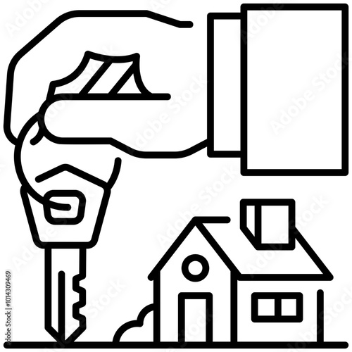 House Handover Detailed Outline Icon