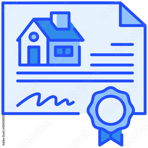house certificate Blue Filled Line Icon
