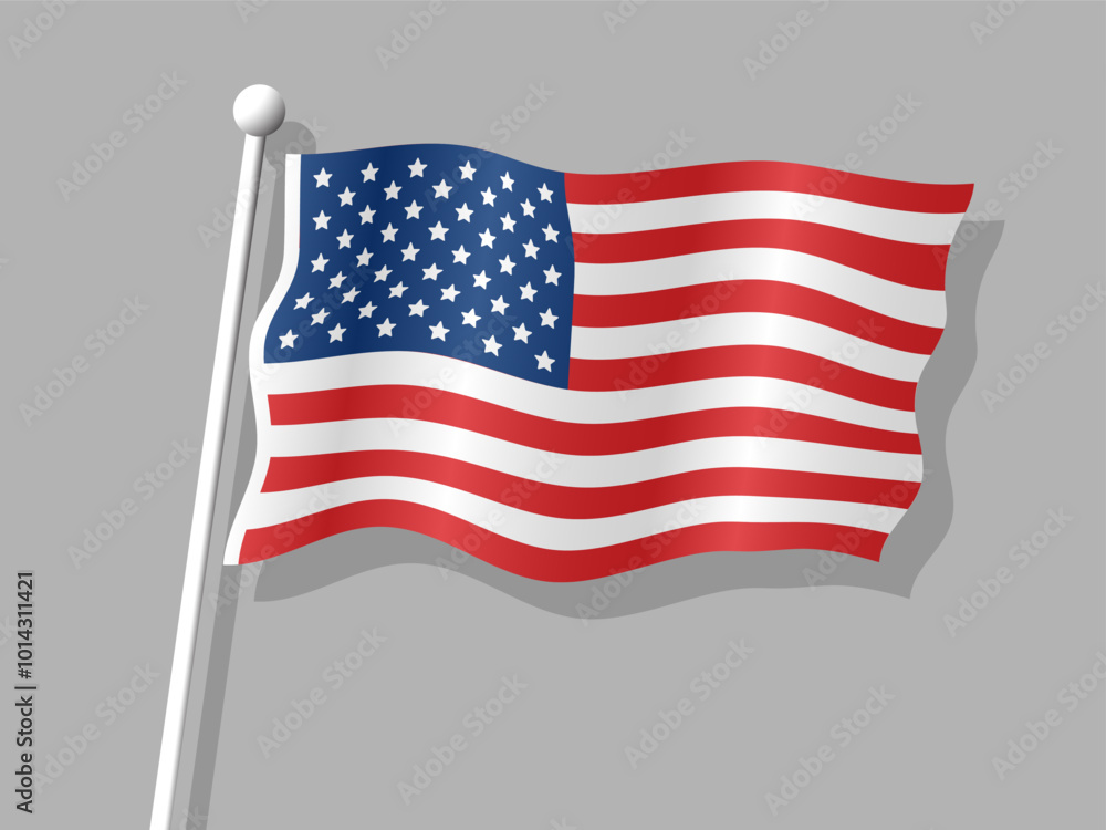 Obraz premium American Flag, United States of America flag with waving folds, close up view vector illustration