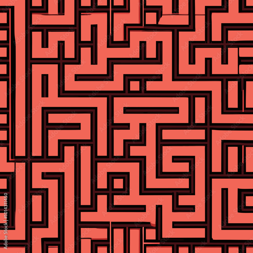 seamless pattern with a maze, Linear Labyrinth Minimalist Pattern SVG seamless pattern with a maze, Linear Labyrinth Minimalist Pattern SVG