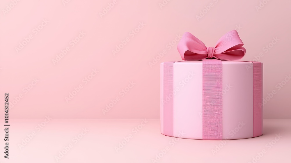 Pink Gift Box with Bow on Pastel Background Minimalist Product Mockup Pink Gift Box with Bow on Pastel Background Minimalist Product Mockup