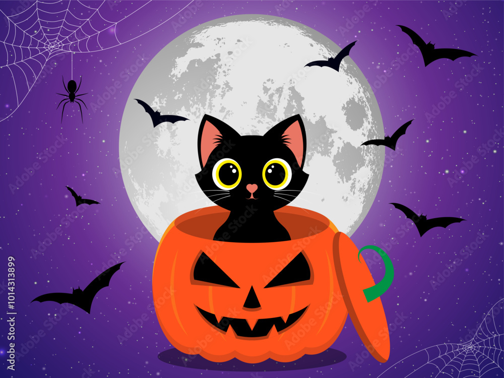 Pumpkin cat. Collection kiiten with yellow pumpkin. Fuuny pets. Happy halloween Pumpkin cat. Collection kiiten with yellow pumpkin. Fuuny pets. Happy halloween