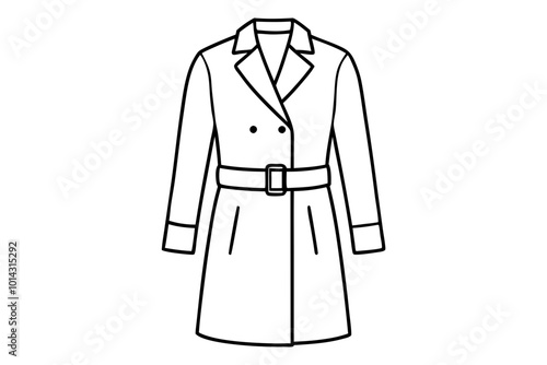 Classic Beige Trench Coat Fashion Illustration in Chic Vector Illustration Style
