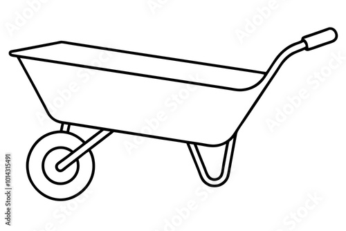 Detailed vector illustration of a wheelbarrow isolated on a white background for design projects





